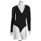 Juniors Almost Famous Long Sleeve Ruch V-Neck Bust Bodysuit - image 4