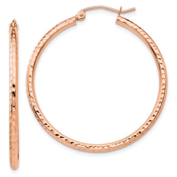 Gold Classics&#40;tm&#41; 14kt. Rose Gold 35mm Polished Hoop Earrings - image 