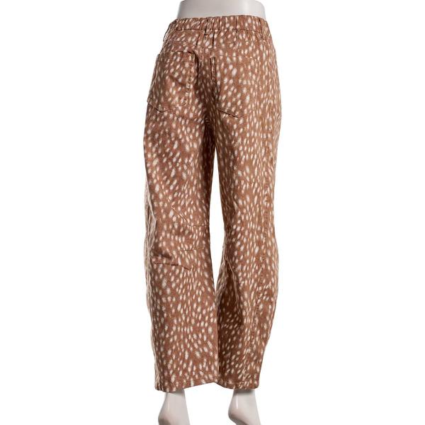 Juniors No Comment Deer Print Classic Barrel Leg Pants