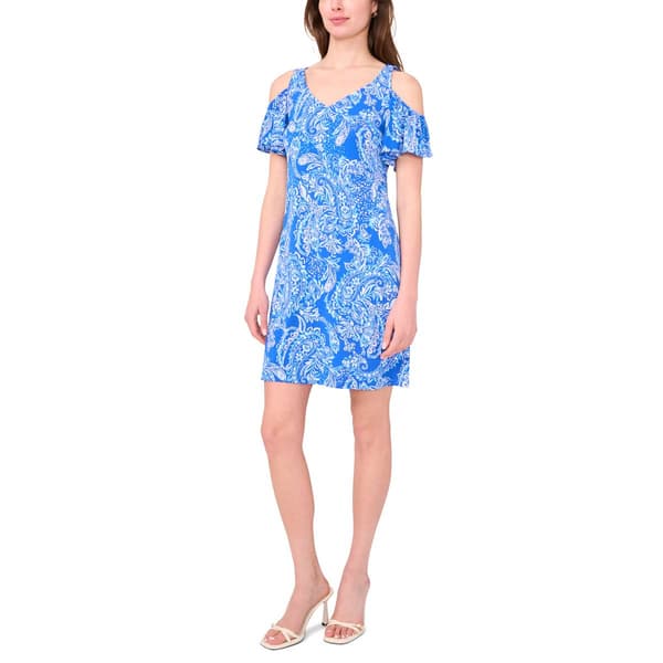 Womens MSK Cold Shoulder Paisley Shift Dress