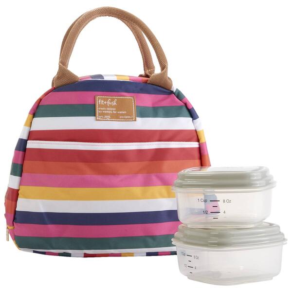Fit & Fresh Portland Stripe Lunch Kit w/ 2 Containers - image 
