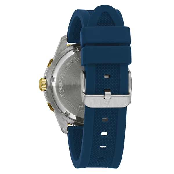 Mens Bulova Two-Tone Blue Silicone Strap Watch - 98B345