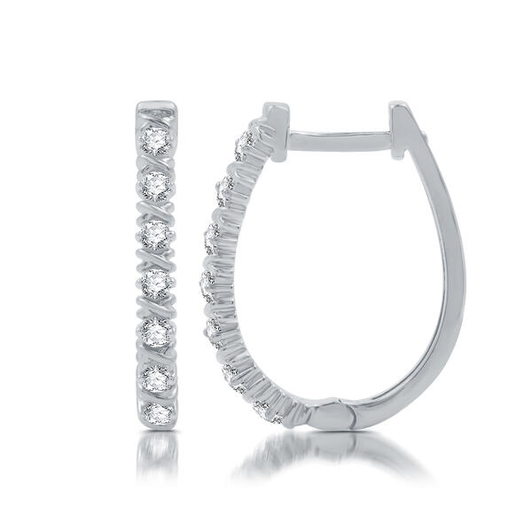 Nova Star® Sterling Silver 1/4ctw  Lab Grown Diamond Hoop Earring