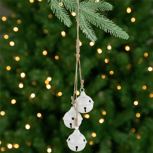 Northlight 2pk. White Cascading Christmas Jingle Bell Ornaments - image 