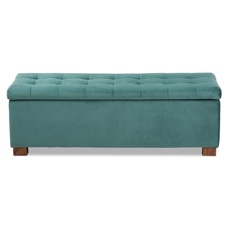 Baxton Studio Roanoke Grid Tufted Storage Ottoman Bench