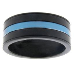 Mens Lynx Stainless Steel Thin Blue Line Ring