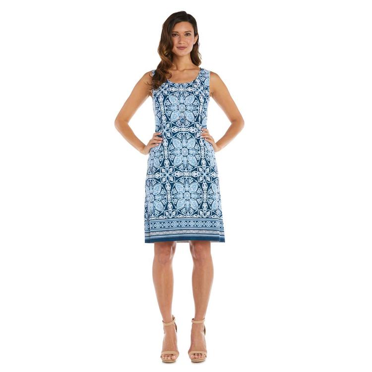 Petite R&M Richards 2pc. 3/4 Sleeve Geometric Jacket Dress