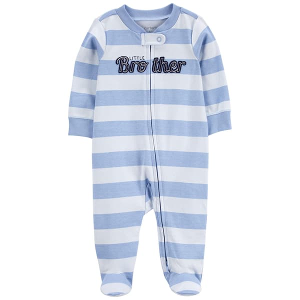 Baby Boy &#40;Preemie-9M&#41; Carters&#40;R&#41; Lil Brother Stripe Sleep N Play - image 