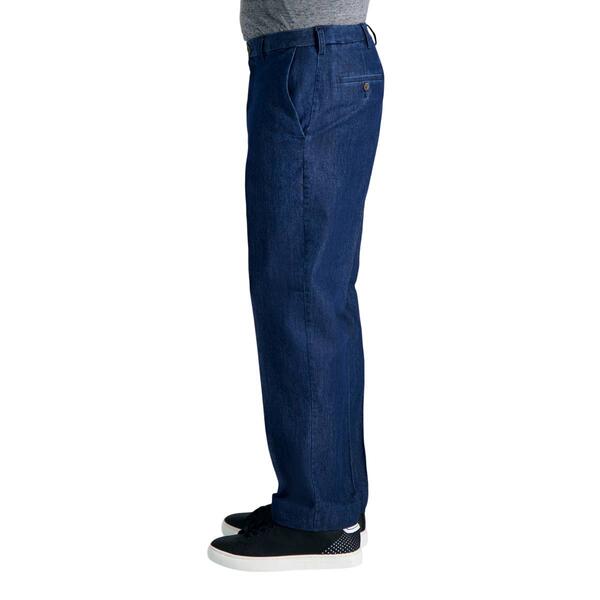 Mens Haggar&#174; Stretch Denim Trouser Classic Fit Flat Front Pant
