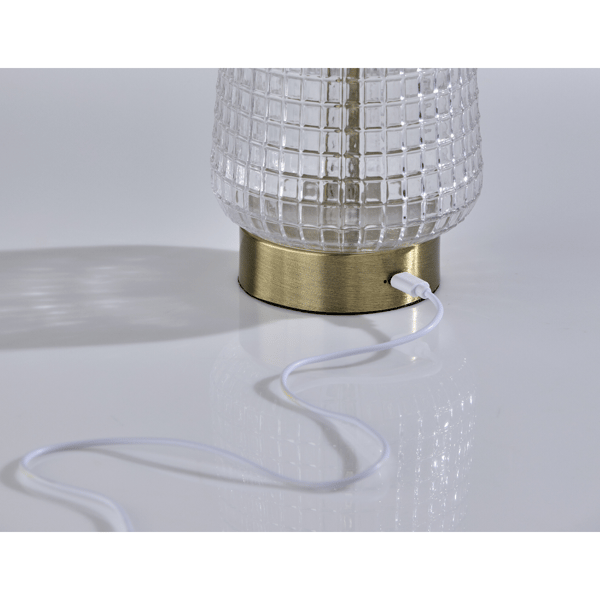 Adesso Samara Cordless LED Table Lantern with Iron & Glass Shade