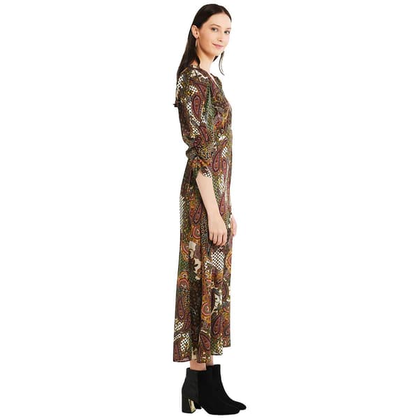 Womens Emma & Michele Long Sleeve V-Neck Paisley Maxi Dress