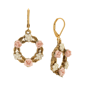 1928 Jewelry Round Faux Pearl Pink Flower Earrings - image 1