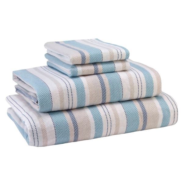 Avanti Pajama Stripe Flannel Sheet Set - image 