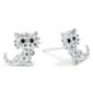 Sterling Silver & White Crystal Cat Stud Earrings - image 1