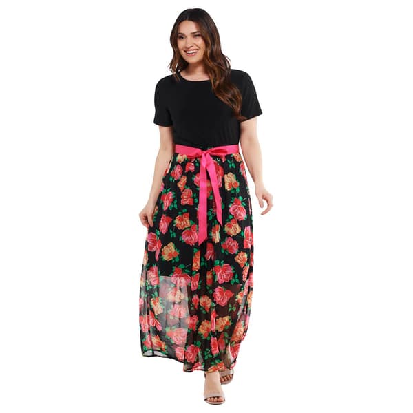 Petite Ellen Weaver Short Sleeve Top Chiffon Bottom Maxi Dress