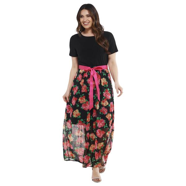 Petite Ellen Weaver Short Sleeve Top Chiffon Bottom Maxi Dress - image 