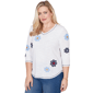 Petite Alfred Dunner Port Side Floral Embroidery Blouse - image 3