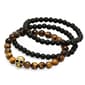 Mens Set of 3 Black Lava & Tiger Eye Bracelet - image 1