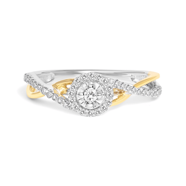 Haus of Brilliance 1/4ctw. Diamond Bypass & Halo Promise Ring - image 
