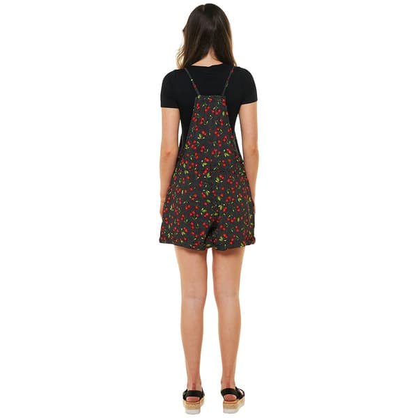 Juniors No Comment Crosshatch Cuff Cherry Romper