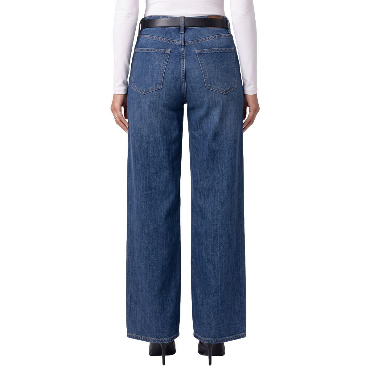 Womens Royalty Hazel Wide Leg Jeans with Black Suede Belt