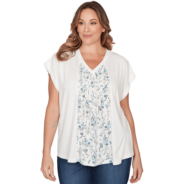 Plus Size Skyes the Limit Fresh Start Cap Sleeve Seamed V-Neck - image 
