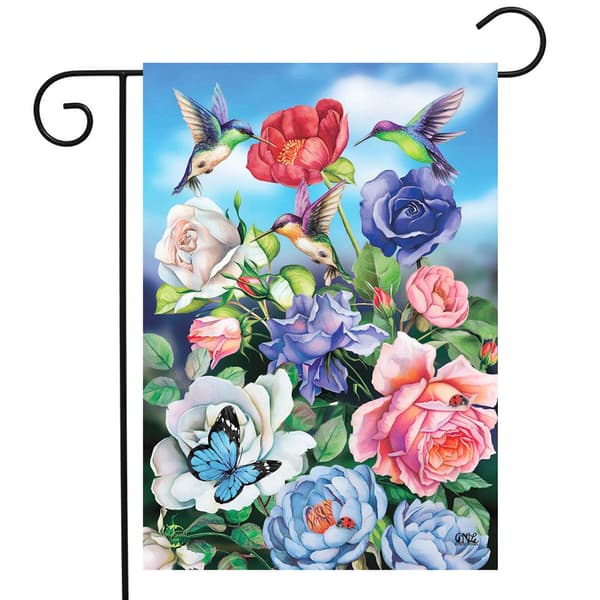 Briarwood Lane Hummingbird & Roses Garden Flag - image 