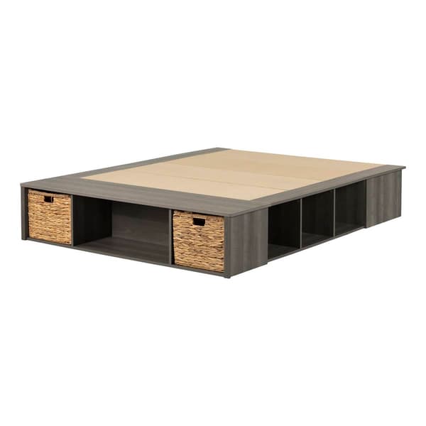 South Shore Prairie Full Storage Bed w/Baskets Gray Maple - image 