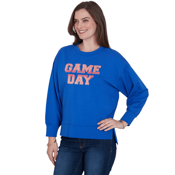 Womens Ruby Rd. Game of Luxe Game Day Graphic Terry Sweatshirt