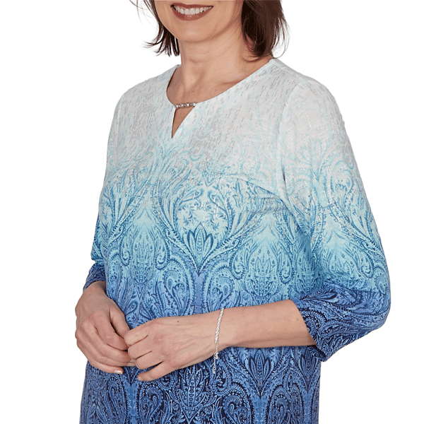 Womens Alfred Dunner Classics 3/4 Sleeve Ombre Blouse