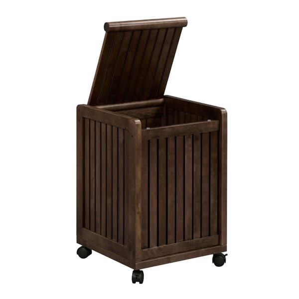 New Ridge Home Goods Abingdon Wood Laundry Hamper w/ Hinged Lid