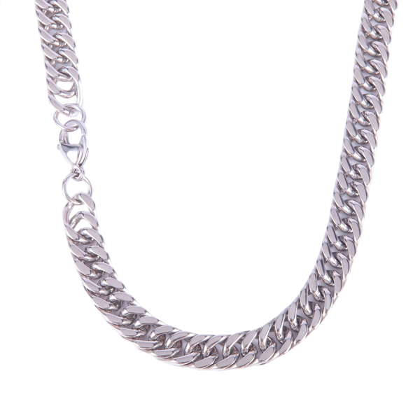 Mens Iron Saints 8mm Cuban Link Silver-Tone Necklace - image 