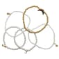 Ashley Gold-Tone White Acrylic Pearl Moon Stretch Bracelet Set - image 1