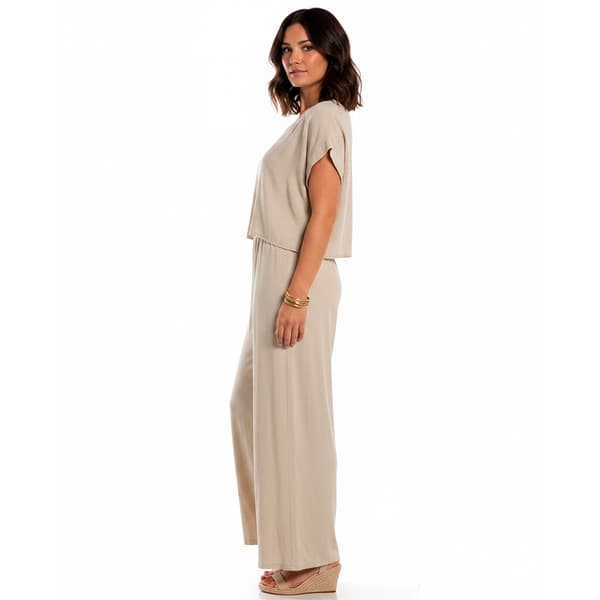 Juniors Hunter & Brown 2pc Crop Top w/ Pleat Wide Leg Pants