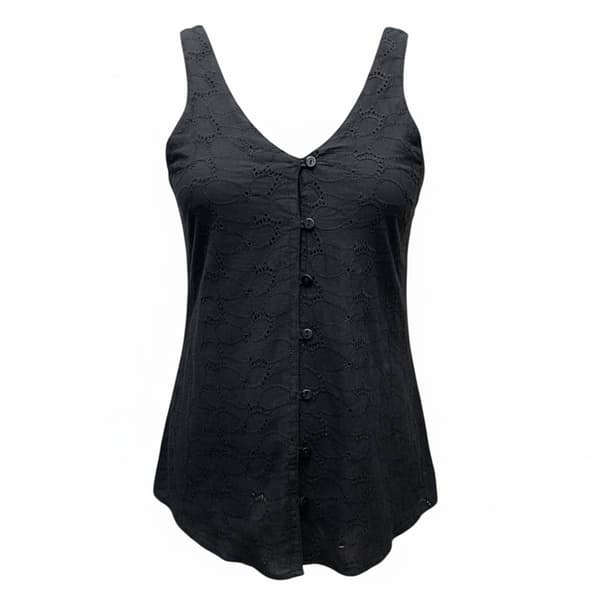 Womens Times Two V-Neck Eyelet Embroidered Maternity Tank Top