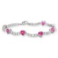 Silver Plated Lab Ruby Heart Bezel Tennis Lay Down Bracelet - image 1