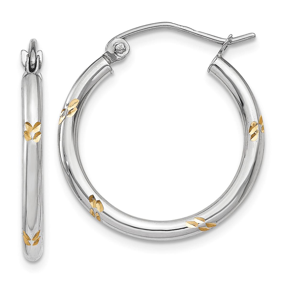 Gold Classics™ 14kt. White Gold & Rhodium Hoop Earrings