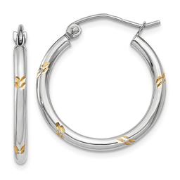 Gold Classics(tm) 14kt. White Gold & Rhodium Hoop Earrings
