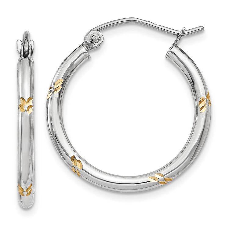 Gold Classics(tm) 14kt. White Gold & Rhodium Hoop Earrings