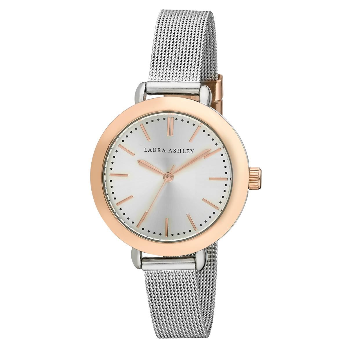 Womens Laura Ashley® Sleeve Mesh Rose Gold Watch -...