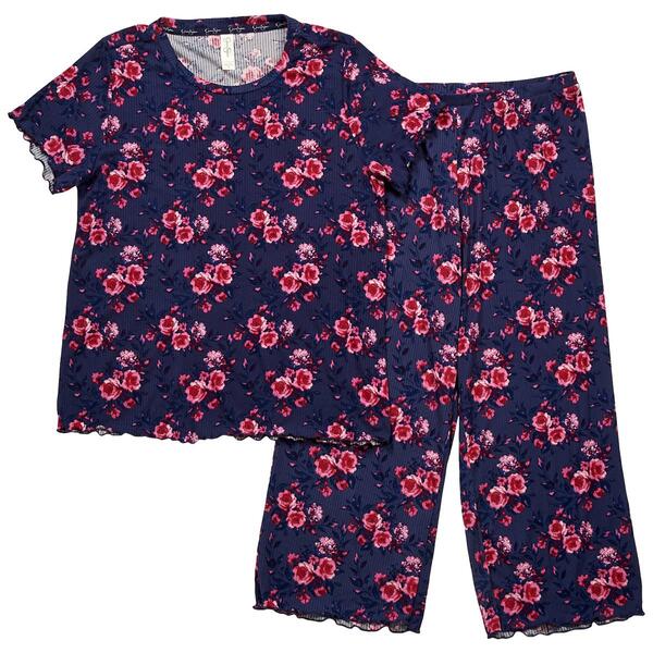 Plus Size Jessica Simpson Short Sleeve Watercolor Floral Pajamas - image 