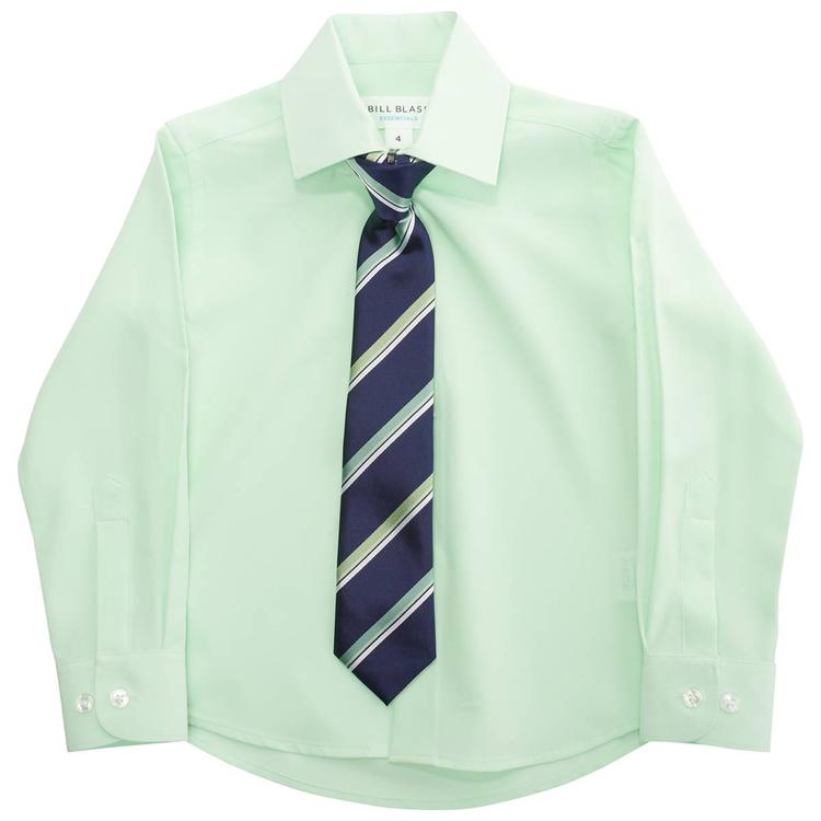 Boys (4-7) Bill Blass Dress Shirt w/ Tie - Patina Green