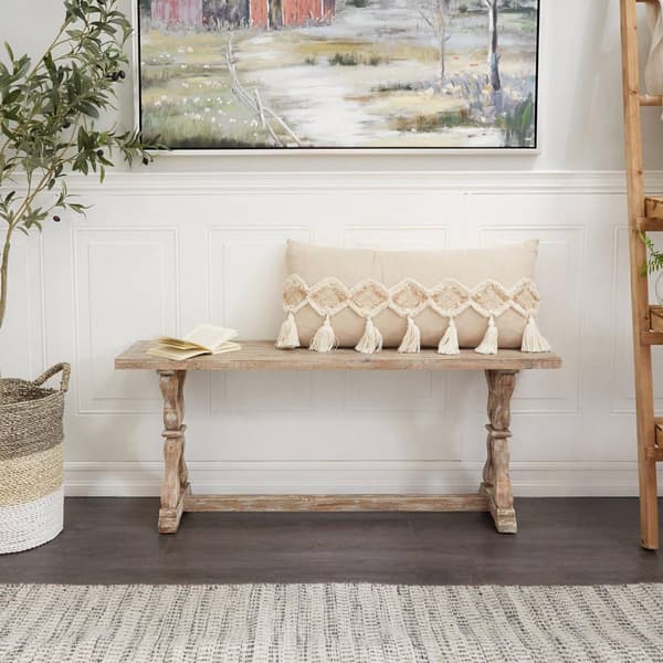 9th & Pike® Farmhouse Brown Wood Bench