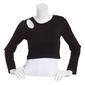Juniors Poof! Long Sleeve Seamless Rib Shoulder Cut Out Crew Top - image 1