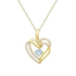 Gianni Argento Blue Topaz Double Heart Pendant Necklace