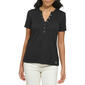 Womens Calvin Klein Short Sleeve Rib Henley Solid Knit Top - image 1
