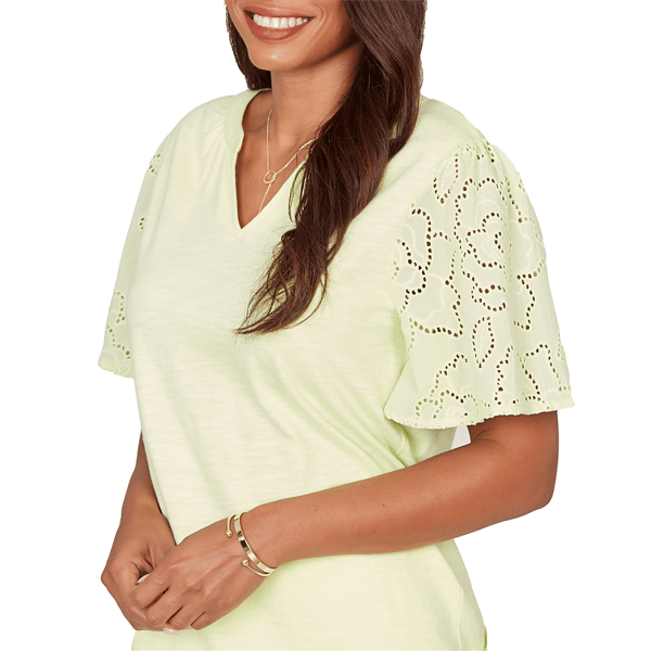 Petite Ruby Rd. Renaissance Romance Short Eyelet Sleeve Blouse