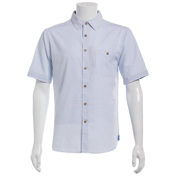 Mens Campia Short Sleeve Poly Spandex Button Down Shirt - Blue