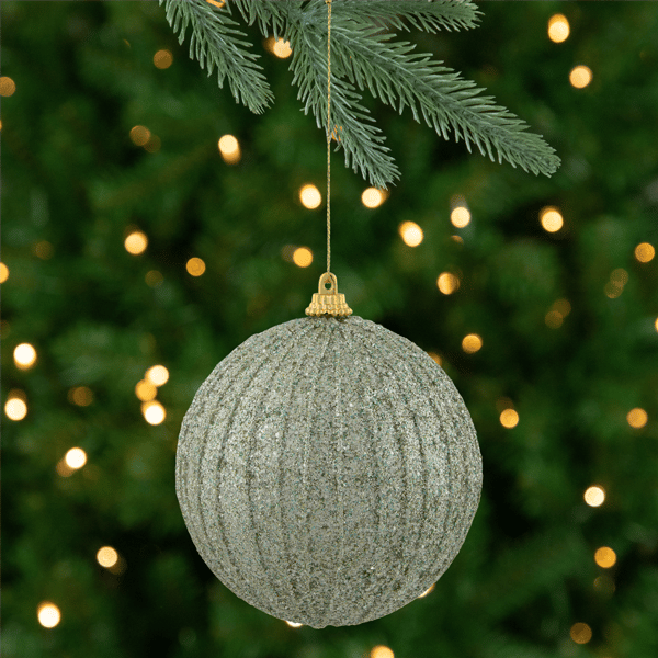 Northlight Holographic Glitter Tea Green Christmas Ball Ornament