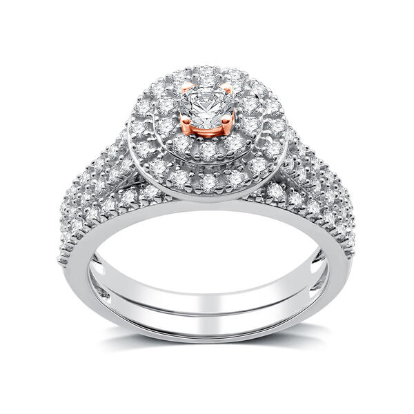 Nova Star&#40;R&#41; Two-Tone Lab Grown Diamond Double Halo Bridal Set - image 